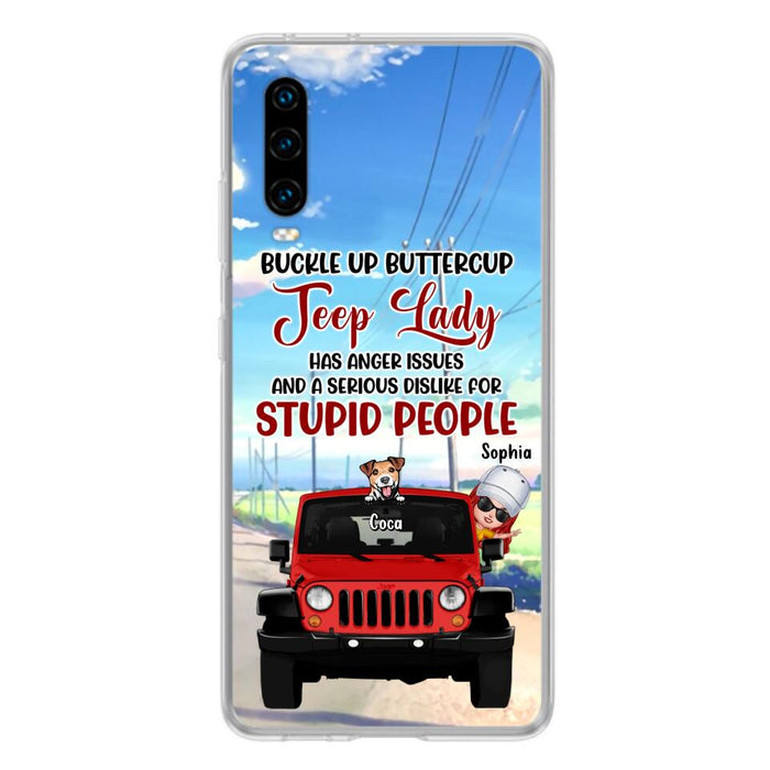 Personalized Off-road Lady Phone Case - Up to 5 Dogs - Gift Idea For Dog/Off-road Lover - Buckle Up Buttercup - Case For Xiaomi, Huawei And Oppo