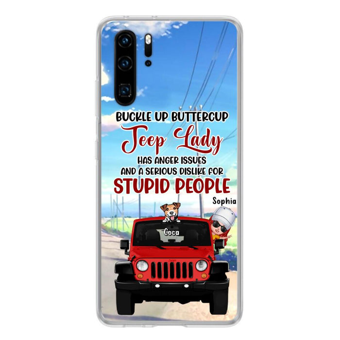 Personalized Off-road Lady Phone Case - Up to 5 Dogs - Gift Idea For Dog/Off-road Lover - Buckle Up Buttercup - Case For Xiaomi, Huawei And Oppo