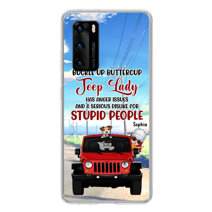 Personalized Off-road Lady Phone Case - Up to 5 Dogs - Gift Idea For Dog/Off-road Lover - Buckle Up Buttercup - Case For Xiaomi, Huawei And Oppo