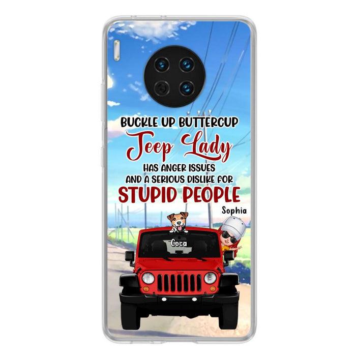 Personalized Off-road Lady Phone Case - Up to 5 Dogs - Gift Idea For Dog/Off-road Lover - Buckle Up Buttercup - Case For Xiaomi, Huawei And Oppo
