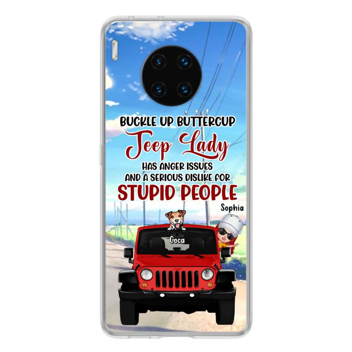 Personalized Off-road Lady Phone Case - Up to 5 Dogs - Gift Idea For Dog/Off-road Lover - Buckle Up Buttercup - Case For Xiaomi, Huawei And Oppo