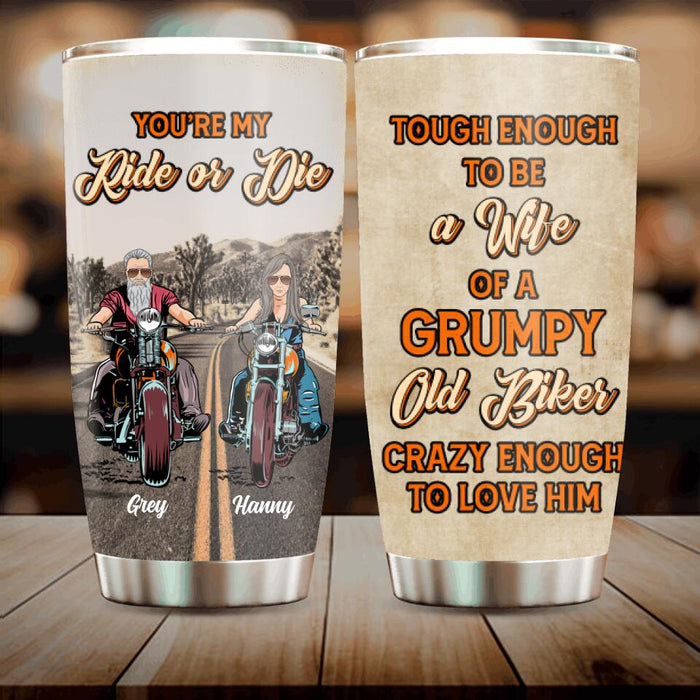 Personalized Couple Biker Tumbler - Gift Idea For Couple/Biker - You're My Ride Or Die