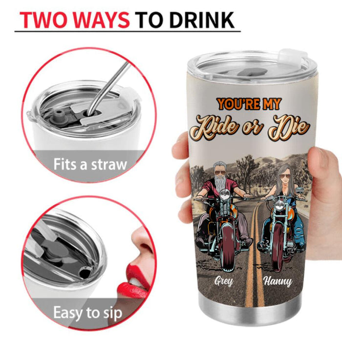 Personalized Couple Biker Tumbler - Gift Idea For Couple/Biker - You're My Ride Or Die