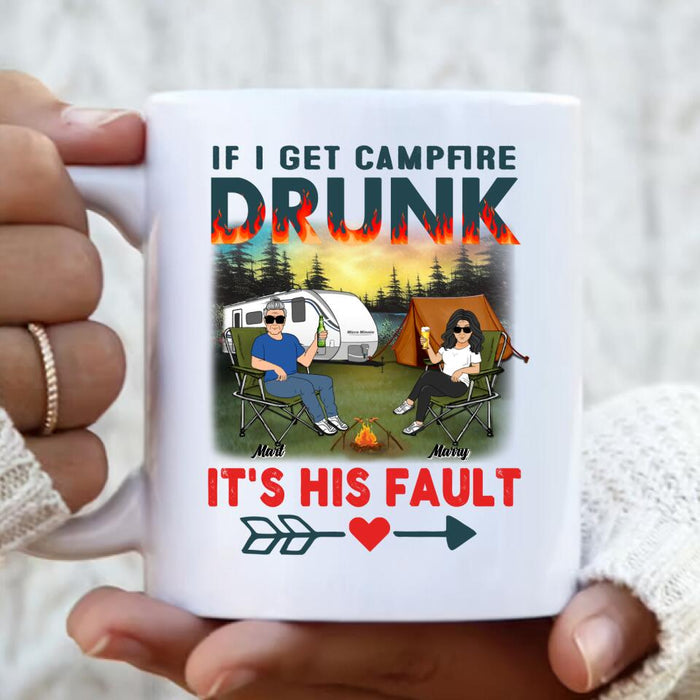 Personalized Husband And Wife Camping Coffee Mug - Gift Idea For Camping Couple - If I Get Campfire Drunk It's Her Fault