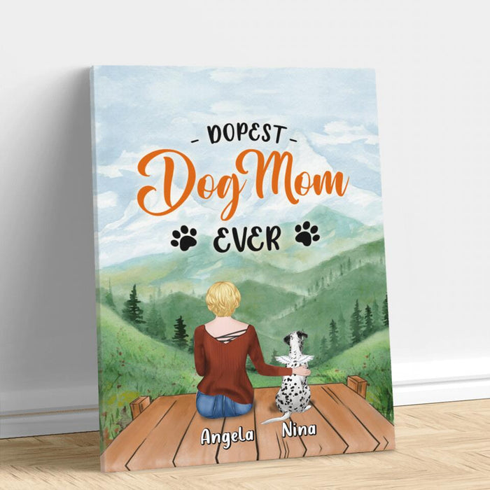 Personalized Dog Mom Canvas - Up to 5 Dogs - Gift Idea For Dog Lovers - Dopest Dog Mom Ever