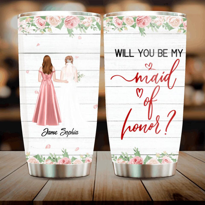 Personalized Bridesmaids Best Friends Tumbler - Up to 5 Friends - Best Gift Idea For Wedding Day - Bridesmaid For A Day, Best Friend For Life