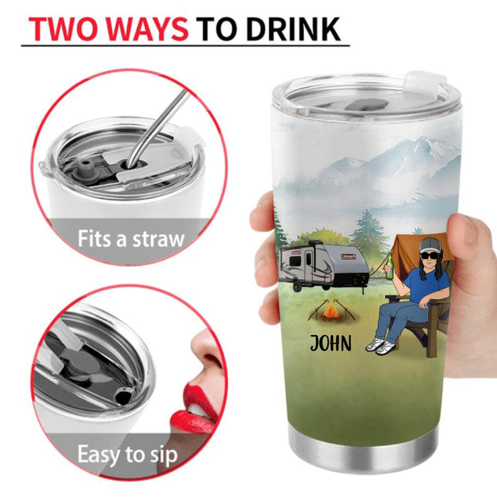 Personalized Camping Retirement Tumbler - Up to 4 People - Best Gift For Camping Lover - The Legend Has Retired