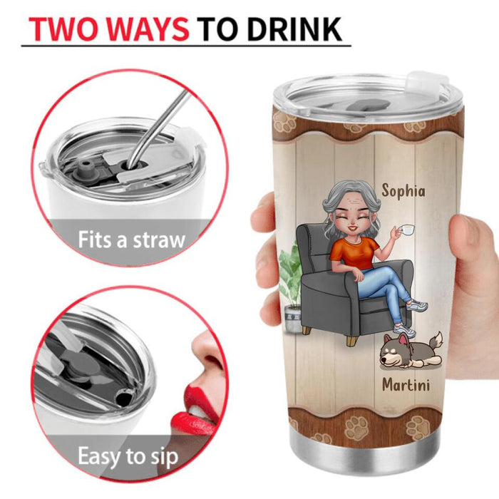 Personalized Retired Dog/Cat Tumbler - Up to 4 Pets - Retired Gift Idea For Mother/Grandma/Dog/Cat Lover - What Day Is Today? Who Cares? I'm Retired