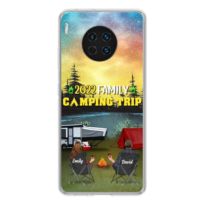 Personalized Family Camping Trip Phone Case - Couple/Single Parent/Parents With Up to 2 Kids And 3 Pets - Gift Idea For Whole Family/Camping Lover - Case For Xiaomi, Oppo And Huawei