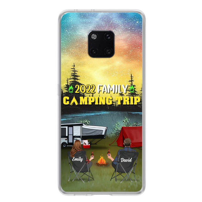 Personalized Family Camping Trip Phone Case - Couple/Single Parent/Parents With Up to 2 Kids And 3 Pets - Gift Idea For Whole Family/Camping Lover - Case For Xiaomi, Oppo And Huawei