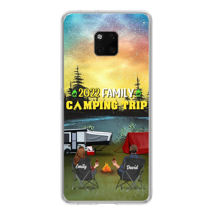 Personalized Family Camping Trip Phone Case - Couple/Single Parent/Parents With Up to 2 Kids And 3 Pets - Gift Idea For Whole Family/Camping Lover - Case For Xiaomi, Oppo And Huawei