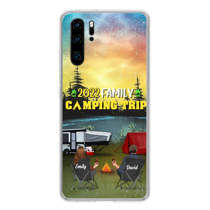 Personalized Family Camping Trip Phone Case - Couple/Single Parent/Parents With Up to 2 Kids And 3 Pets - Gift Idea For Whole Family/Camping Lover - Case For Xiaomi, Oppo And Huawei