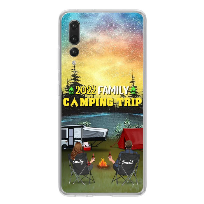 Personalized Family Camping Trip Phone Case - Couple/Single Parent/Parents With Up to 2 Kids And 3 Pets - Gift Idea For Whole Family/Camping Lover - Case For Xiaomi, Oppo And Huawei