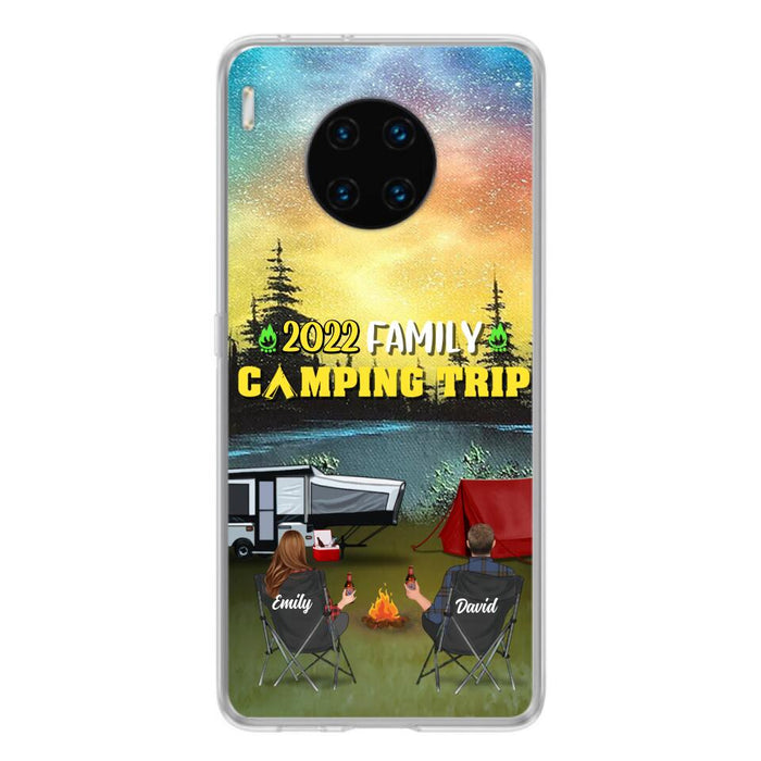 Personalized Family Camping Trip Phone Case - Couple/Single Parent/Parents With Up to 2 Kids And 3 Pets - Gift Idea For Whole Family/Camping Lover - Case For Xiaomi, Oppo And Huawei