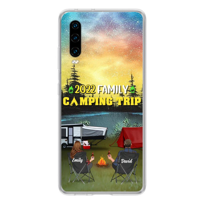 Personalized Family Camping Trip Phone Case - Couple/Single Parent/Parents With Up to 2 Kids And 3 Pets - Gift Idea For Whole Family/Camping Lover - Case For Xiaomi, Oppo And Huawei