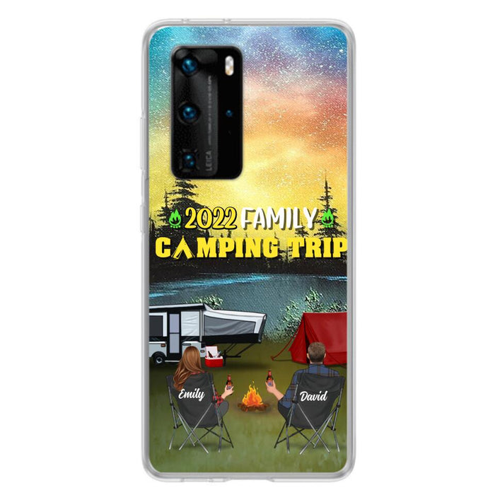 Personalized Family Camping Trip Phone Case - Couple/Single Parent/Parents With Up to 2 Kids And 3 Pets - Gift Idea For Whole Family/Camping Lover - Case For Xiaomi, Oppo And Huawei