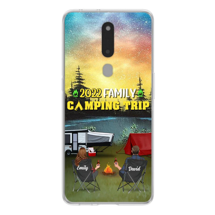 Personalized Family Camping Trip Phone Case - Couple/Single Parent/Parents With Up to 2 Kids And 3 Pets - Gift Idea For Whole Family/Camping Lover - Case For Xiaomi, Oppo And Huawei