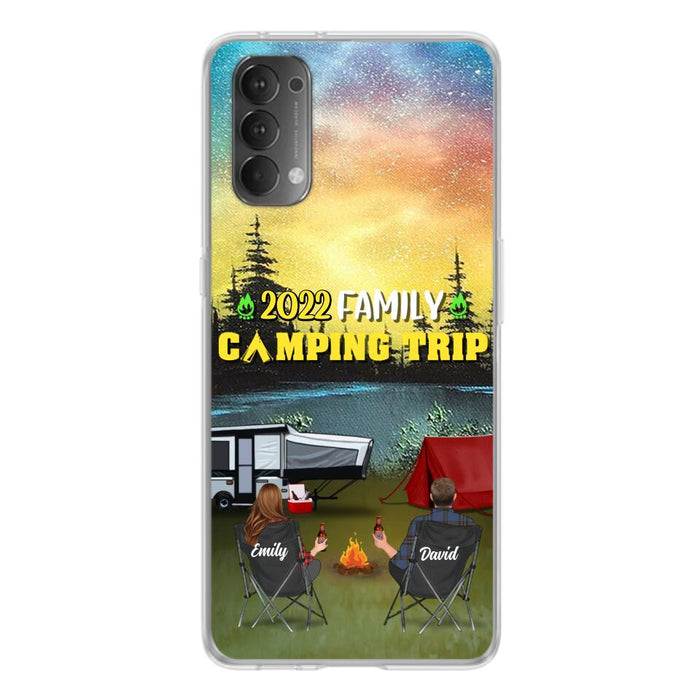Personalized Family Camping Trip Phone Case - Couple/Single Parent/Parents With Up to 2 Kids And 3 Pets - Gift Idea For Whole Family/Camping Lover - Case For Xiaomi, Oppo And Huawei