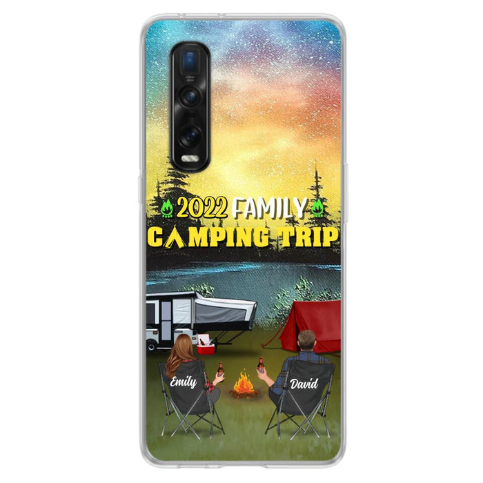 Personalized Family Camping Trip Phone Case - Couple/Single Parent/Parents With Up to 2 Kids And 3 Pets - Gift Idea For Whole Family/Camping Lover - Case For Xiaomi, Oppo And Huawei