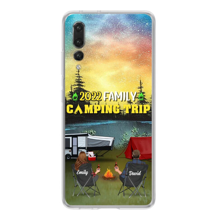 Personalized Family Camping Trip Phone Case - Couple/Single Parent/Parents With Up to 2 Kids And 3 Pets - Gift Idea For Whole Family/Camping Lover - Case For Xiaomi, Oppo And Huawei
