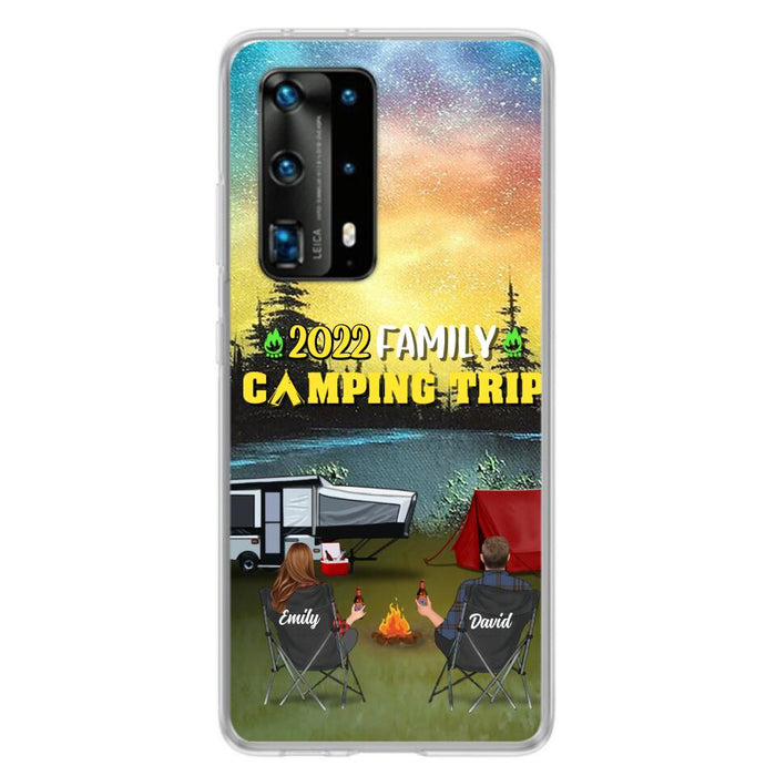 Personalized Family Camping Trip Phone Case - Couple/Single Parent/Parents With Up to 2 Kids And 3 Pets - Gift Idea For Whole Family/Camping Lover - Case For Xiaomi, Oppo And Huawei