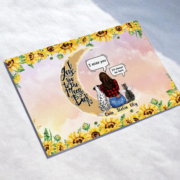 Personalized Pet Mom Sunflower Acrylic Plaque - Gift Idea For Dog/Cat Lover - Up to 5 Pets - I Love You To The Moon And Back