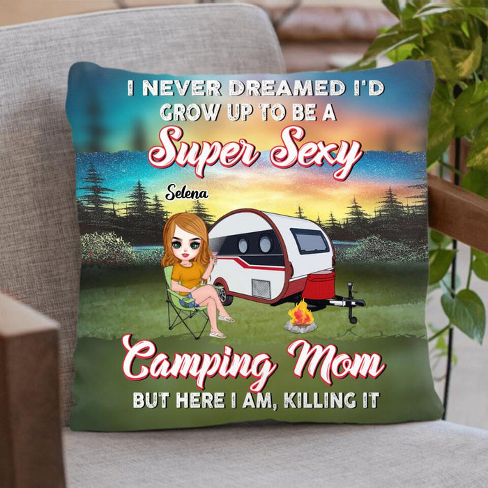 Personalized Camping Mom Pillow Cover/Fleece Blanket/Quilt - Up to 3 Dogs - Gift Idea For Camping Lover/Dog Lover - Camping Mom Classy Sassy And A Bit Smart Assy