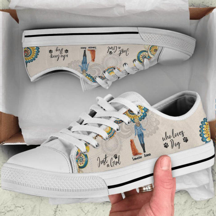 Personalized Dog Mom Sneakers - Up to 4 Dogs - Gift Idea For Dog Lovers - Just A Girl Who Loves Dogs