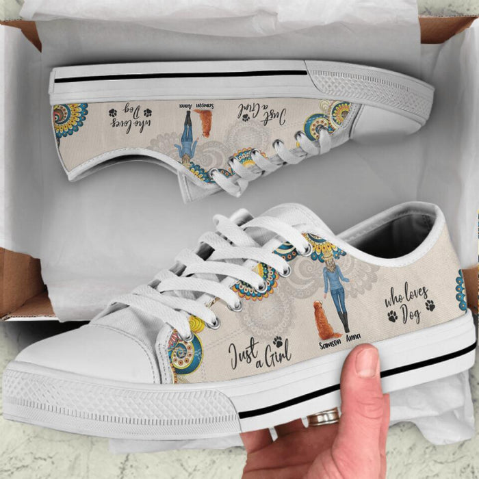 Personalized Dog Mom Sneakers - Up to 4 Dogs - Gift Idea For Dog Lovers - Just A Girl Who Loves Dogs
