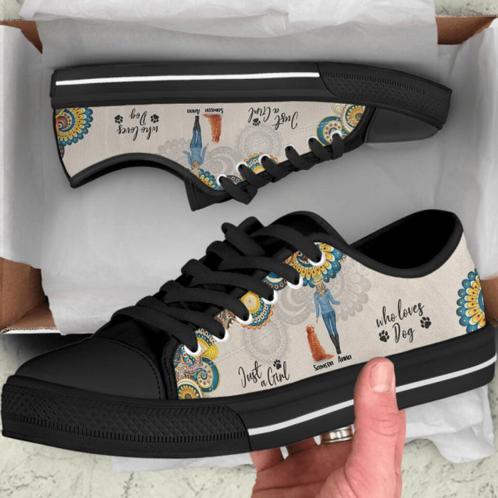 Personalized Dog Mom Sneakers - Up to 4 Dogs - Gift Idea For Dog Lovers - Just A Girl Who Loves Dogs