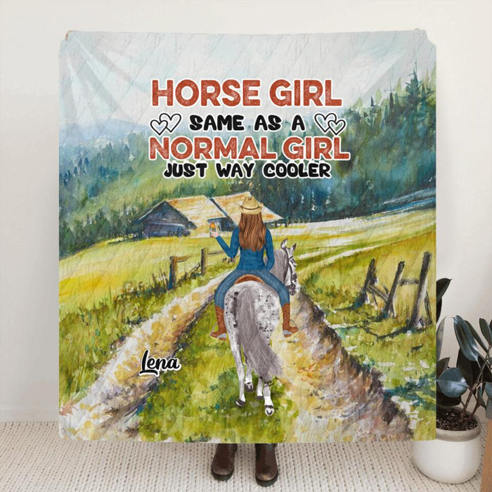 Personalized Horse Girl Quilt/Fleece Blanket/Pillow Cover - Up to 3 People - Gift Idea For Horse Lover - Horse Girl Same As A Normal Girl Just Way Cooler