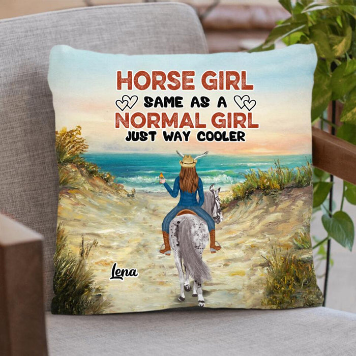 Personalized Horse Girl Quilt/Fleece Blanket/Pillow Cover - Up to 3 People - Gift Idea For Horse Lover - Horse Girl Same As A Normal Girl Just Way Cooler
