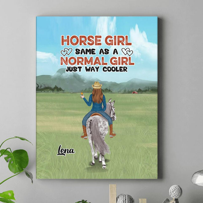 Personalized Horse Girl Canvas - Up to 3 People - Gift Idea For Horse Lover - Horse Girl Same As A Normal Girl Just Way Cooler