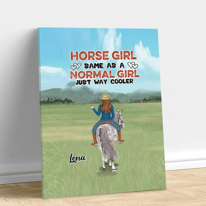 Personalized Horse Girl Canvas - Up to 3 People - Gift Idea For Horse Lover - Horse Girl Same As A Normal Girl Just Way Cooler