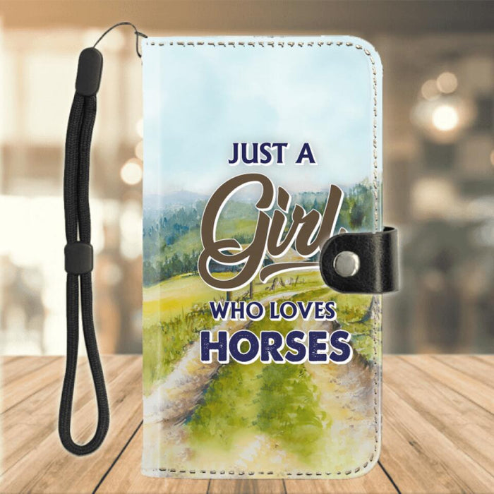 Personalized Horse Lady Phone Wallets - Gift Idea For Horse Lovers with up to 2 Horses - Just A Girl Who Loves Horses