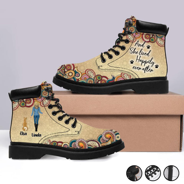 Personalized Dog Mom Season Short Boots - Up to 4 Dogs - Gift Idea For Dog Lovers - And She Lived Happily Ever After