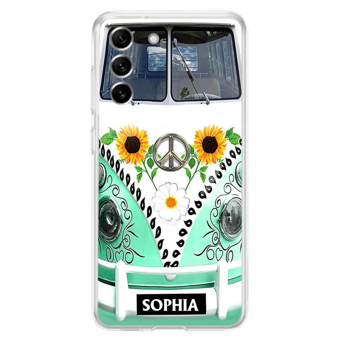 Custom Personalized Sunflower Peace Bus Phone Case - Best Gift Idea For Bus Lovers - Cases For iPhone And Samsung