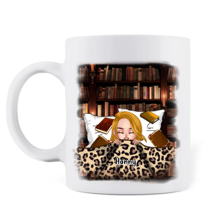 Personalized Stay In Bed With Books And Pets Coffee Mug - Up to 6 Pets - Gift For Books/Dogs/Cats Lovers - Just A Girl Who Loves Books