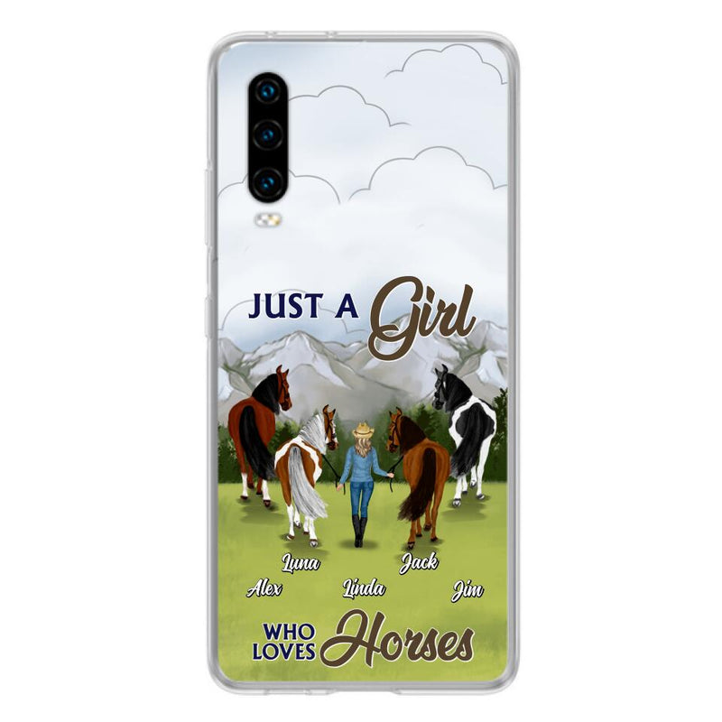 Personalized Horse Lady Phone Case for Xiaomi/ Oppo/ Huawei - Gift Idea For Horse Lovers with up to 4 Horses - Just A Girl Who Loves Horses