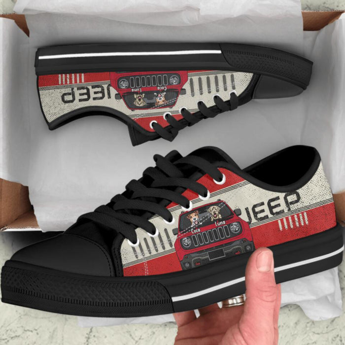 Personalized Off-road & Dogs Sneakers - Gift for Off-road Lovers, Dog Lovers - Up to 2 Dogs