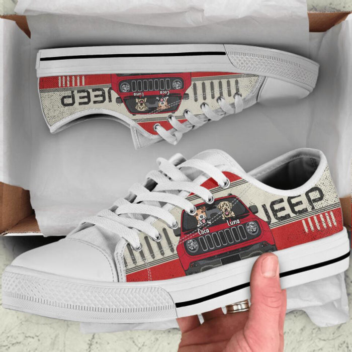 Personalized Off-road & Dogs Sneakers - Gift for Off-road Lovers, Dog Lovers - Up to 2 Dogs