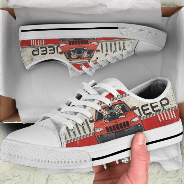 Personalized Off-road & Dog Low Top Sneakers - Gift for Off-road Lovers, Dog Lovers - Up to 2 Dogs