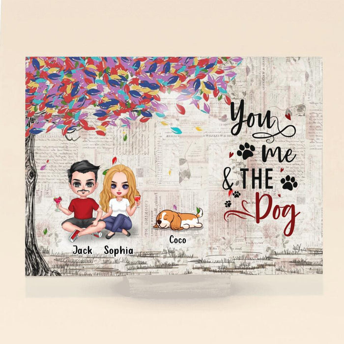 Personalized Couple & Dog Horizontal Acrylic Plaque - Gift Idea For Couple/Dog Lovers - Up to 5 Dogs - You, Me & The Dog