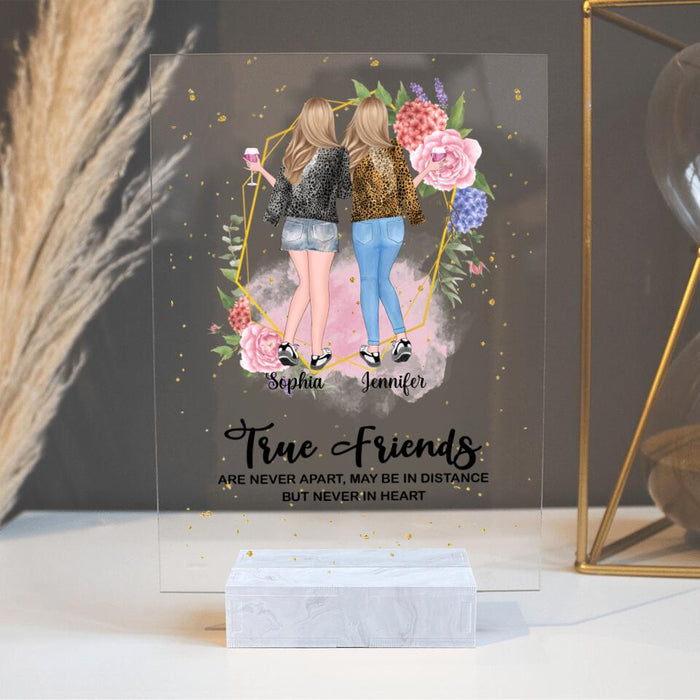 Personalized Bestie Acrylic Plaque - Gift Idea For Best Friends - True Friend Are Never Apart, May Be In Distance But Never In Heart