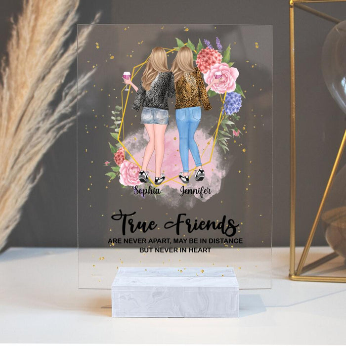 Personalized Bestie Acrylic Plaque - Gift Idea For Best Friends - True Friend Are Never Apart, May Be In Distance But Never In Heart