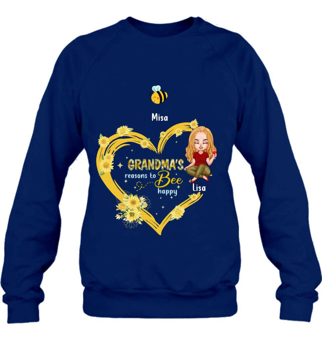 Personalized Grandma Shirt - Up to 6 Kids - Mother's Day Gift For Grandma - Grandma's Reasons To Bee Happy