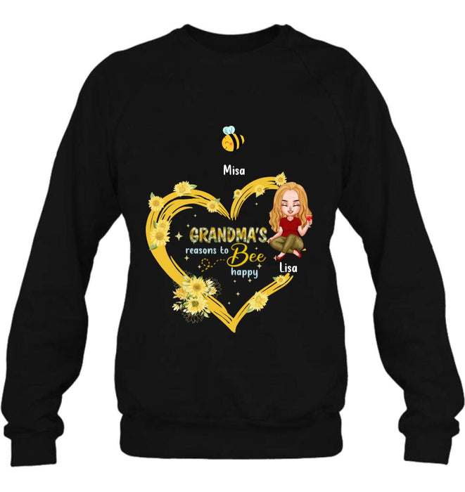 Personalized Grandma Shirt - Up to 6 Kids - Mother's Day Gift For Grandma - Grandma's Reasons To Bee Happy