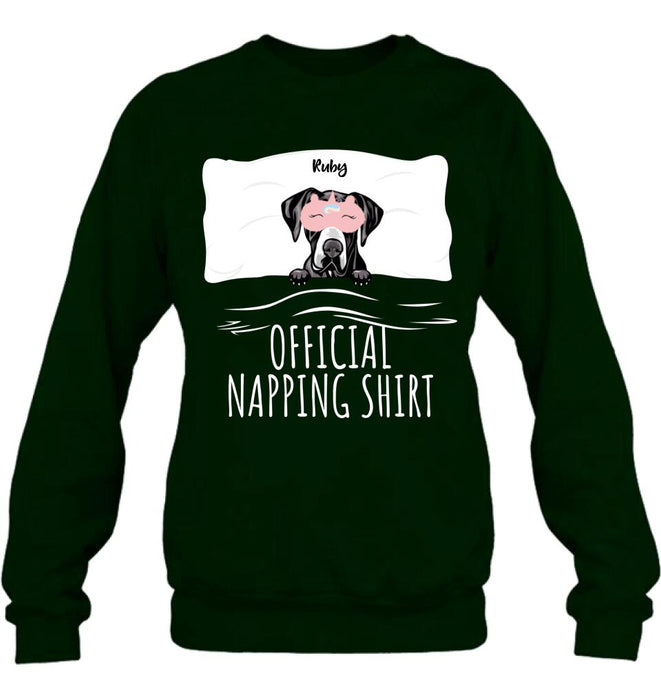 Personalized Dog Official Napping Shirt/Pullover Hoodie - Up to 3 Dogs - Gift Idea For Dog Lover