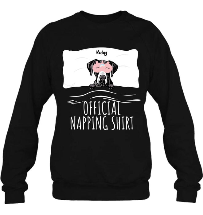 Personalized Dog Official Napping Shirt/Pullover Hoodie - Up to 3 Dogs - Gift Idea For Dog Lover