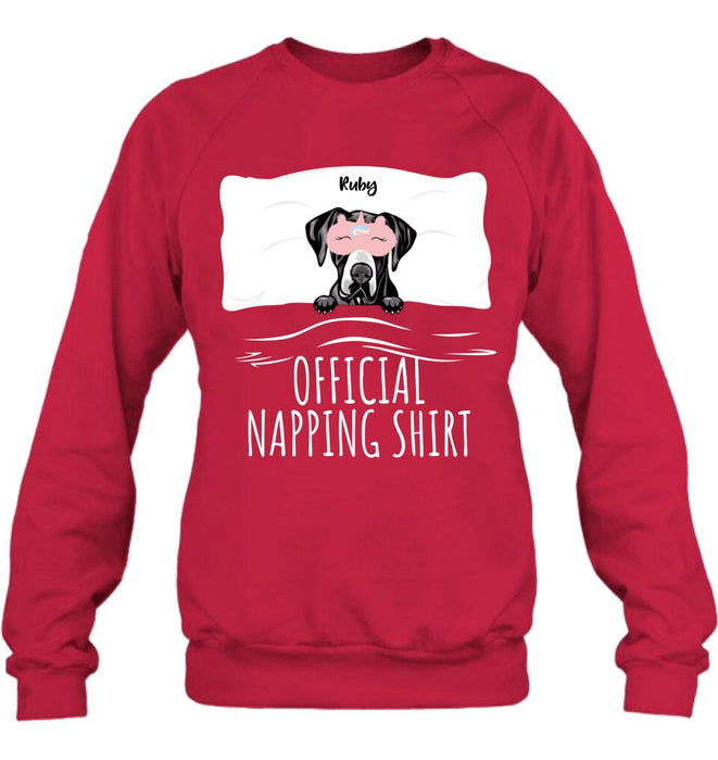 Personalized Dog Official Napping Shirt/Pullover Hoodie - Up to 3 Dogs - Gift Idea For Dog Lover